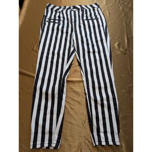 Hot Topic HT Denim Hi-Rise Super Skinny Stripe Jeans Black White Size 17 36x27.5